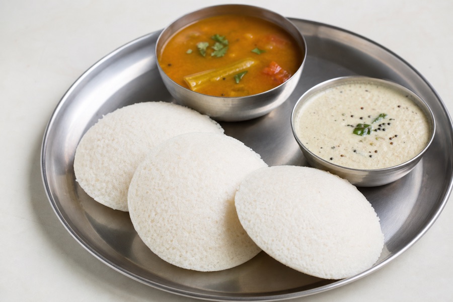 Idly with sambar breakfast